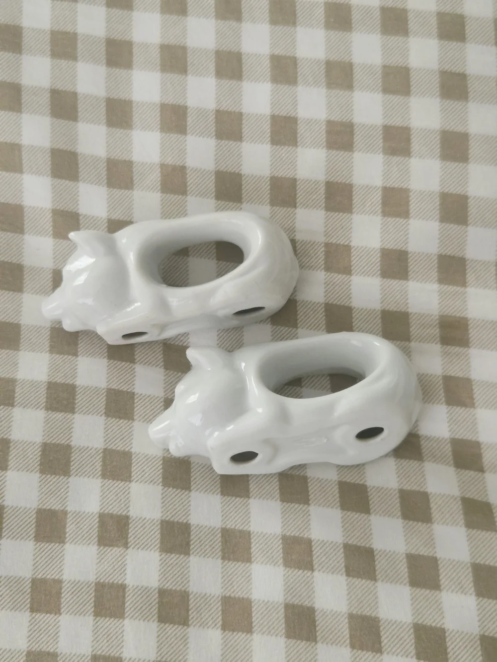 Vintage Shafford Porcelain Pig Napkin Rings, Set Of 2